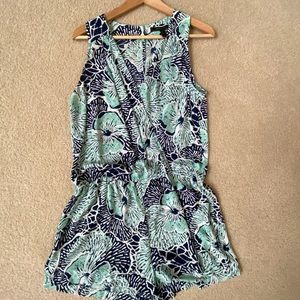 BCBGMaxAzria Thalia Mint & Blue Floral Romper